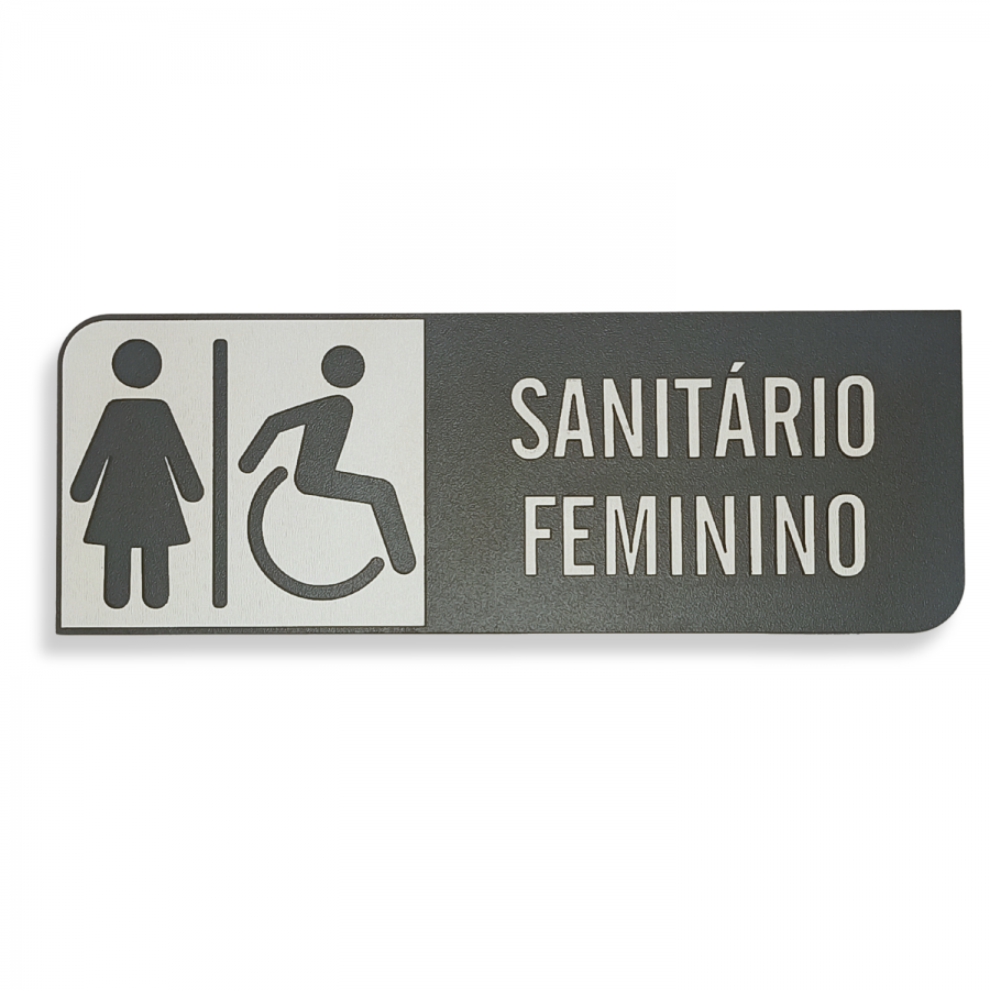 Placa de Sinalização Indicativa em MDF Efeito 3D - WC PCD Feminino